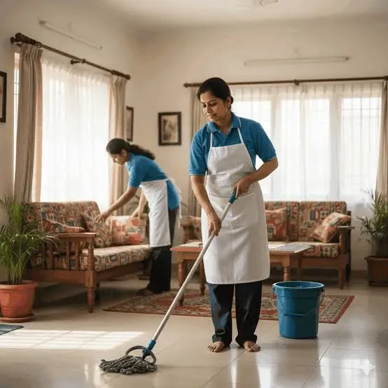 ICS housekeeping team servicing a corporate lobby