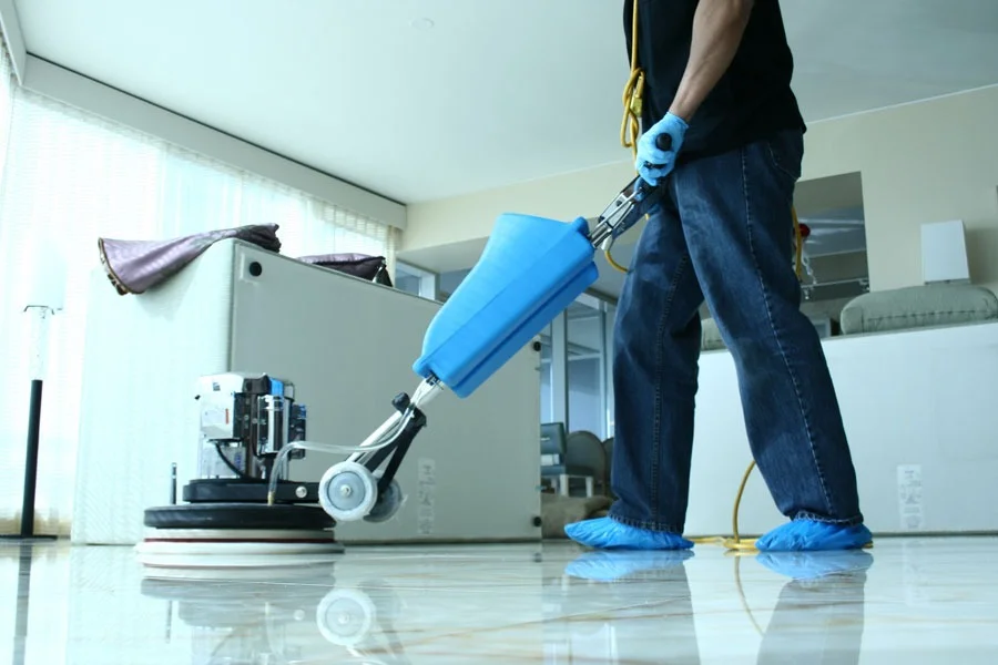 ICS operator performing mechanised deep cleaning at a client site